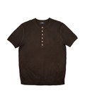 LONG BUTTON HENLEY SHIRT - BROWN