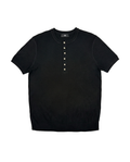LONG BUTTON HENLEY SHIRT - BLACK