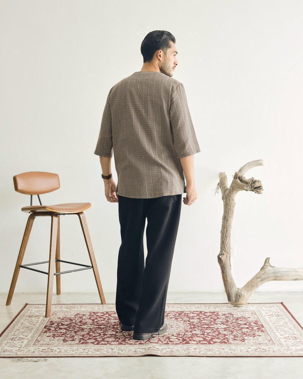 TEDUH SIRI : THREE QUARTER SLEEVE TOP - BROWN