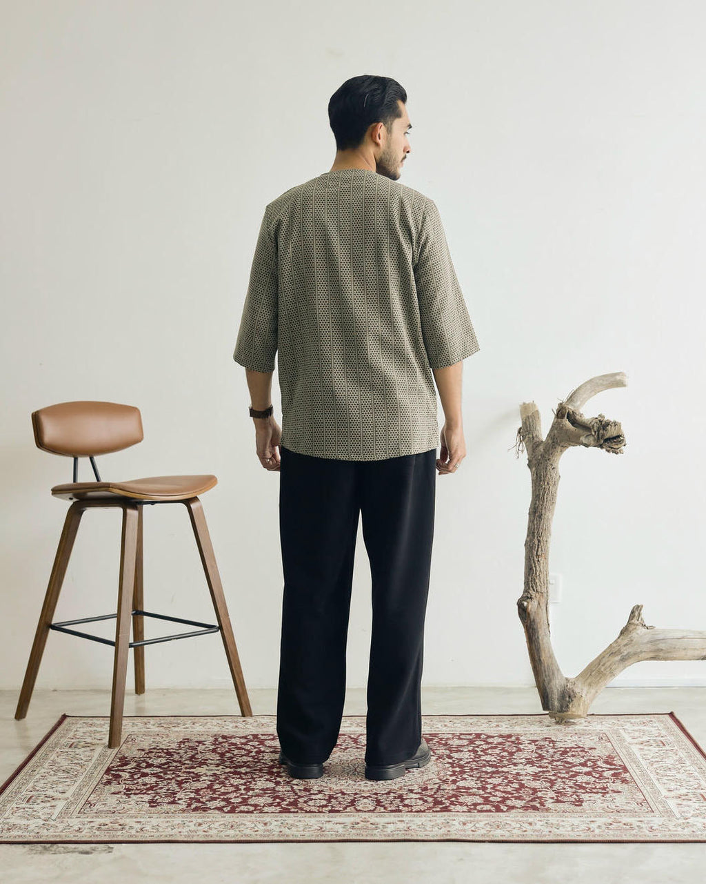 TEDUH SIRI : THREE QUARTER SLEEVE TOP - GREEN