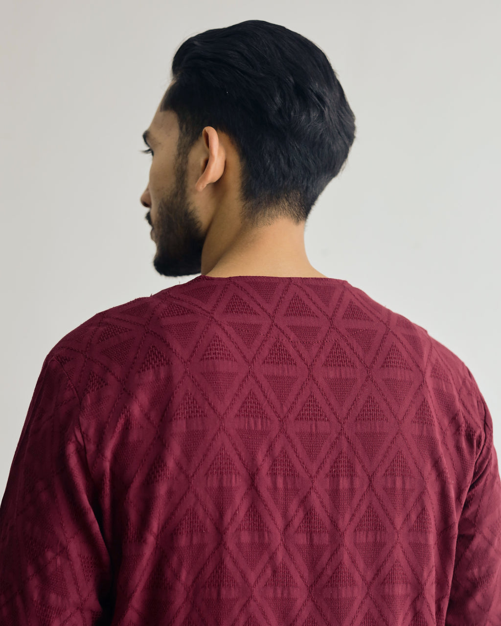 KUDRAT SIRI : THREE QUARTER SLEEVE TOP - BURGUNDY